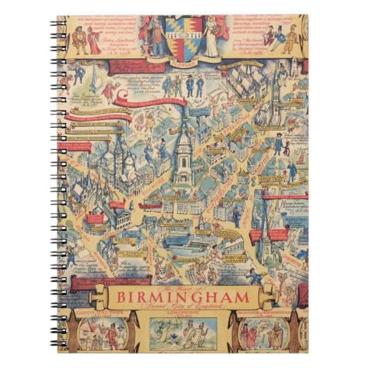 Carnet Carte du coeur de Birmingham, Angleterre (Devant)