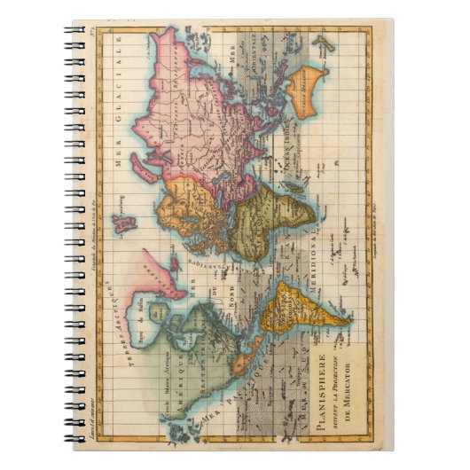 Carnet Carte du monde 1700s Antique (Devant)