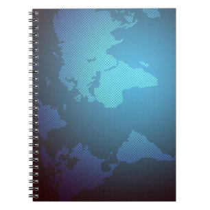 Carnet Carte du monde en points numériques en dégradé art