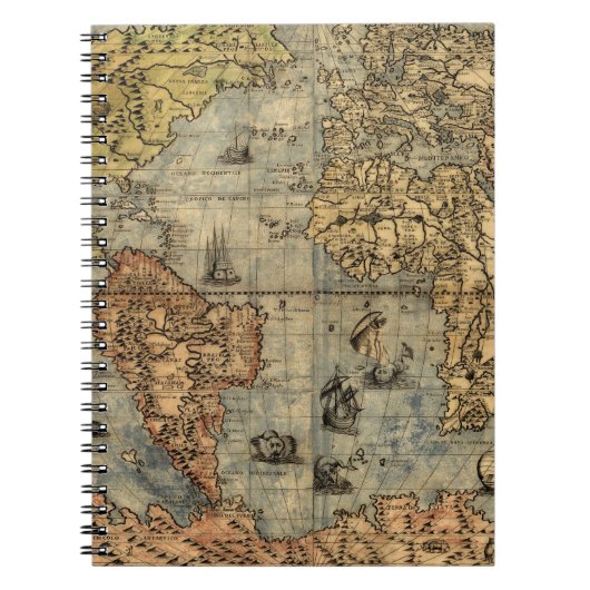 Carnet Carte du monde Forlani Antiquev 1565 Renaissance (Devant)