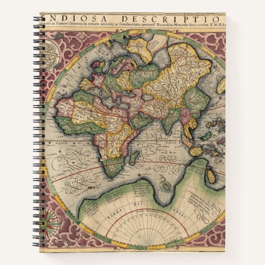 Carnet Carte du monde vintage 1609 (Devant)
