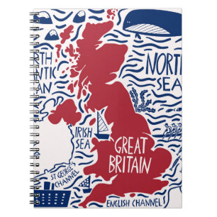 Carnet Carte du Royaume-Uni stylisée : Vintage voyage.