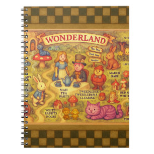 Carnet Carte Fantaisiste des Aventures d'Alice au Pays de