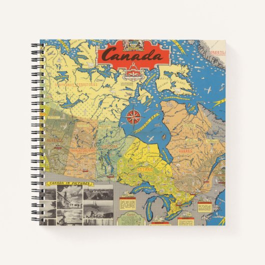 Carnet Carte graphique du Canada - Points de repère (Devant)