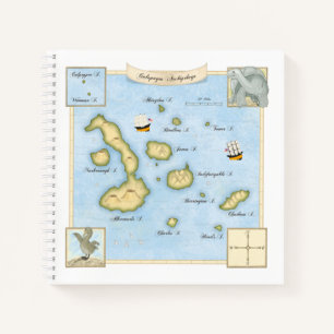 Carnet Carte Nautique De L'Archipel Des Galapagos Avec Na