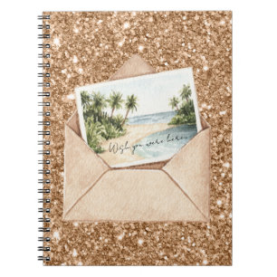 Carnet Carte postale de plage Vous étiez ici Paillettes d