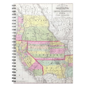 Carnet Carte vintage de l'Ouest des États-Unis (1853)