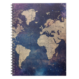 Carnet Carte vintage du monde céleste pourpre (11)