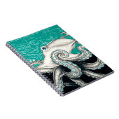 Carnet Carte Vintage Octopus blanc Turquoise (Côté Droit)