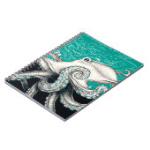 Carnet Carte Vintage Octopus blanc Turquoise (Côté gauche)