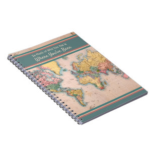 Carnet Carte vintage World Atlas Travel Lover's