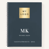 Carnet Cartes initiales de monogramme gris charbon (Devant)