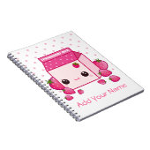 Carnet Carton rose de lait de Kawaii avec des fraises (Côté Droit)