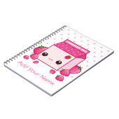 Carnet Carton rose de lait de Kawaii avec des fraises (Côté gauche)