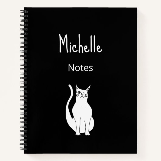 Carnet Cartoon de chat noir blanc Winking Kitty (Devant)