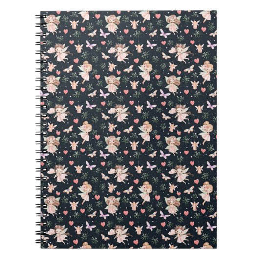 Carnet Cartoon Fairy With Flowers Seamless Pattern (Devant)