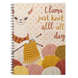 Carnet Cartoon lama portant un foulard tricoté