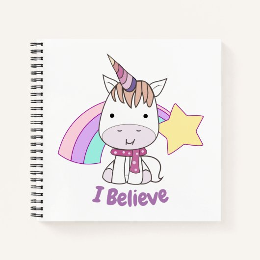 Carnet Cartoon mignon bébé licorne et arc-en-ciel (Devant)