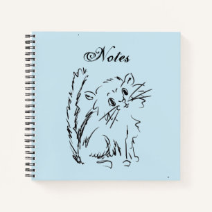Carnet Cartoon mignon bleu clair Carré spirale