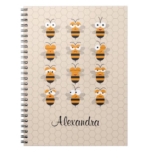 Carnet Cartoon mignon Miel Abeille de Miel (Devant)