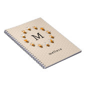 Carnet Cartoon mignon Monogram Miel Bee Honeypeb (Côté Droit)