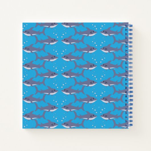 Carnet Cartoon Shark Kid Bleu écriture manuscrite - Carne (Dos)
