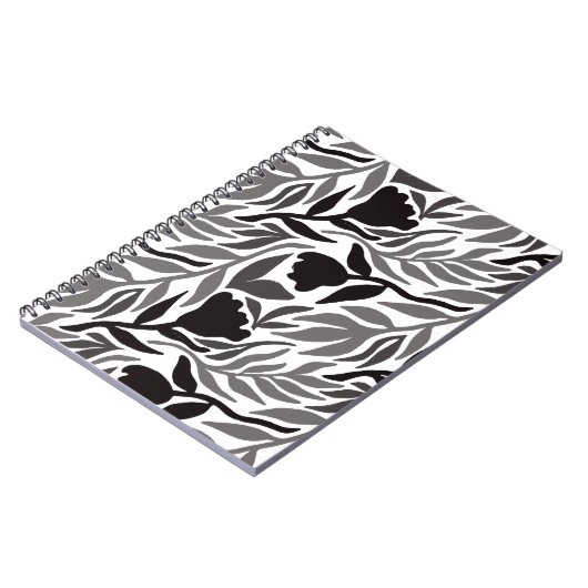 Carnet Cascade de fleurs sauvages noir et blanc (Côté gauche)