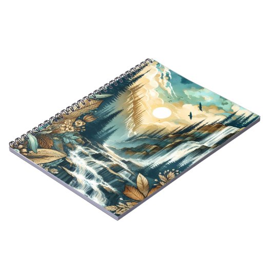 Carnet Cascade de Forest Mountain Boho Motif naturel (Côté gauche)