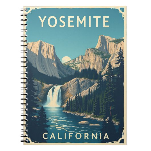 Carnet Cascade de Yosemite Californie Vintage Retro (Devant)