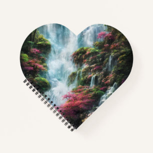 Carnet Cascade d'eau de source Montagne Fleurs roses 11