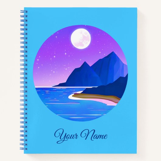 Carnet Cascade serène en bleu pâle et vert (Devant)