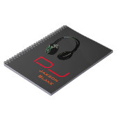 Carnet Casque Arrière - plan DJ Stylish Red Orange Grey (Côté gauche)