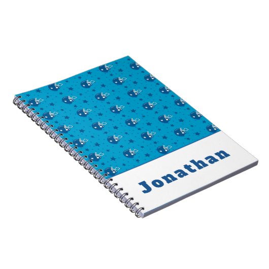 Carnet Casque de football bleu étoile enfants garçons nom (Côté Droit)