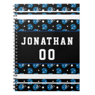 Carnet Casque de football bleu Nom et numéro de Motif de