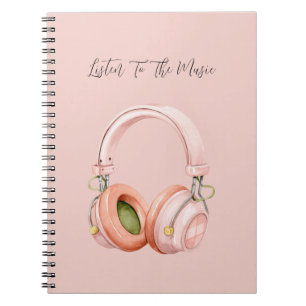 Carnet Casque Rose Écoutez La Musique