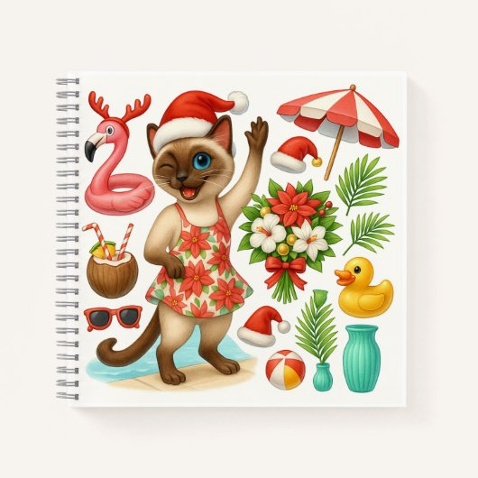 Carnet Cat Christmas Pool Party (Devant)