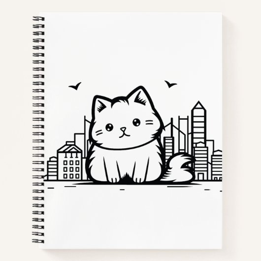 Carnet Cat Cityscape Furry Cute Vector Graphique (Devant)