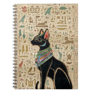 Carnet Cat égyptien - Bastet sur le papyrus