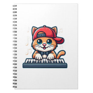 Carnet Cat Jouer Piano Design pour la musique et les Amou