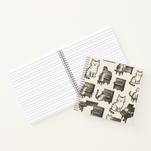 Carnet Cat on the Piano Notebook (Intérieur)