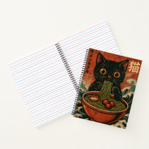 Carnet Cat Ramen Japonais drôle Graphisme Kawaii Cat Anim