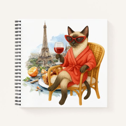 Carnet Cat retirement drinking wine in Paris France (Devant)