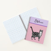 Carnet Cat Tabby Pastel Cats Womens Rose Pink Pets (Intérieur)