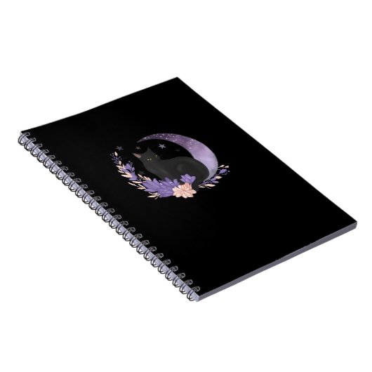 Carnet Cat Witchy Moon Flowers Pastel Goth Goblincore (Côté Droit)