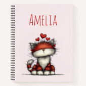 Carnet Cat with Red Love Hearts Cute and Funny (Devant)