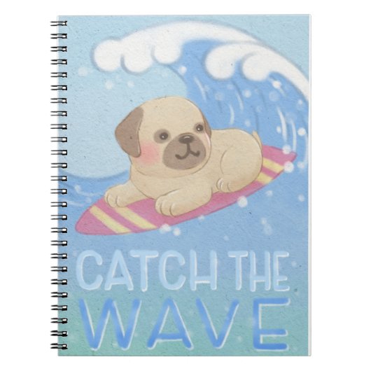 Carnet Catch the Wave : Carlin Surfer Illustration (Devant)