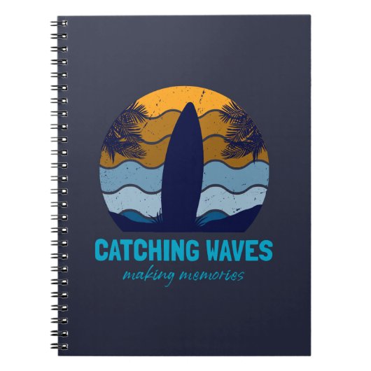 Carnet Catching Waves Retro Surboard Beach Art (Devant)