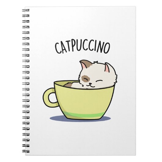 Carnet Catpuccino Chat Drôle de Chat Dans un Pun de Tasse (Devant)