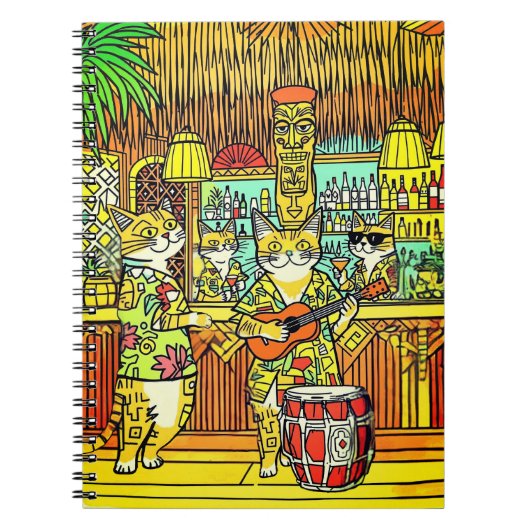 Carnet Cats on an Island Vacation in a Tiki Bar (Devant)