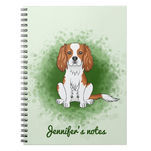 Carnet Cavalier King Charles Spaniel Blenheim sur fond ve (Devant)